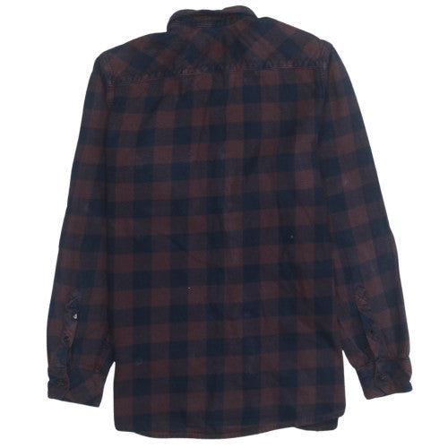Quiksilver Men’s Brown Check Flannel Long Sleeve Casual Shirt Size S