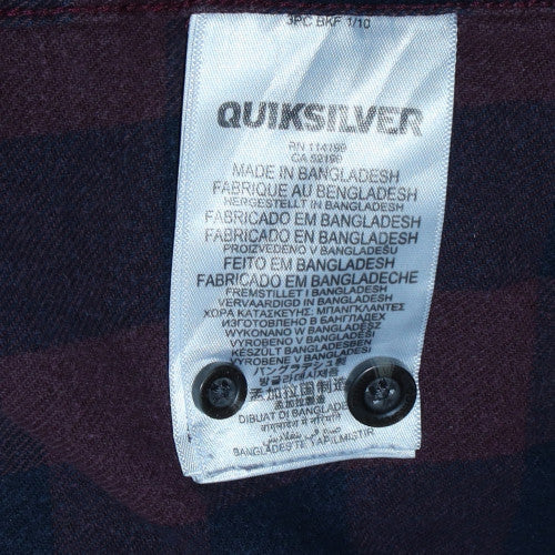 Quiksilver Men’s Brown Check Flannel Long Sleeve Casual Shirt Size S