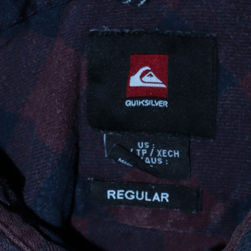Quiksilver Men’s Brown Check Flannel Long Sleeve Casual Shirt Size S
