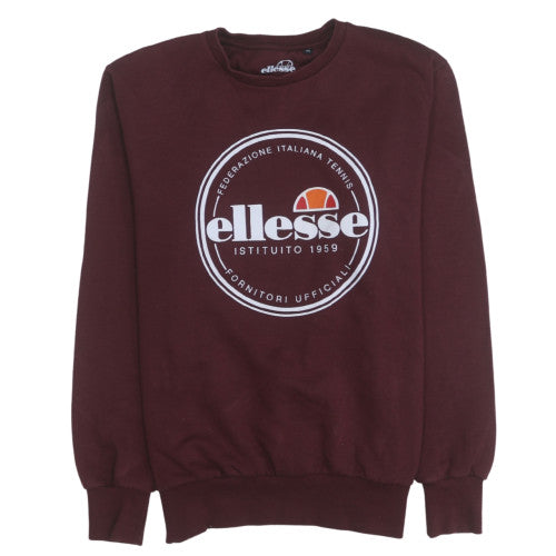 Ellesse Men's Brown Logo Pullover Sweatshirt Size M Crew Neck