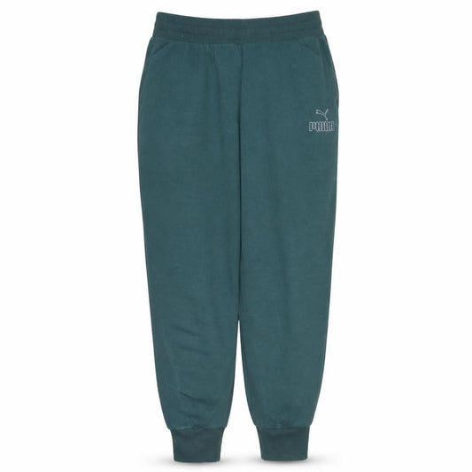 Front view of Puma Men’s Green Fleece Jogger Trousers, size L, Regular Fit