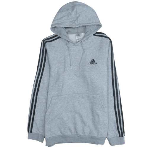 Adidas Men's Grey Pullover Hoodie L Classic 3-Stripes Style