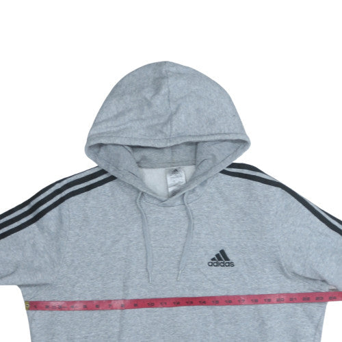 Adidas Men's Grey Pullover Hoodie L Classic 3-Stripes Style