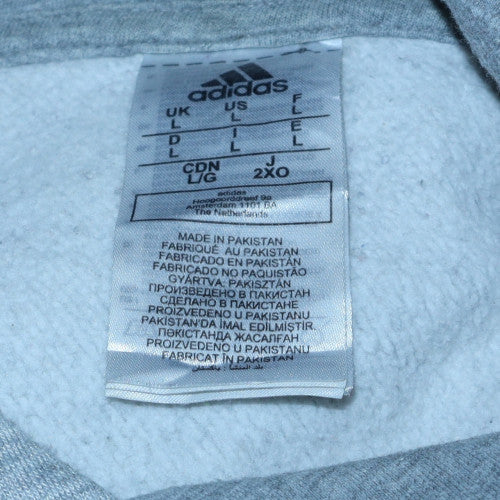 Adidas Men's Grey Pullover Hoodie L Classic 3-Stripes Style