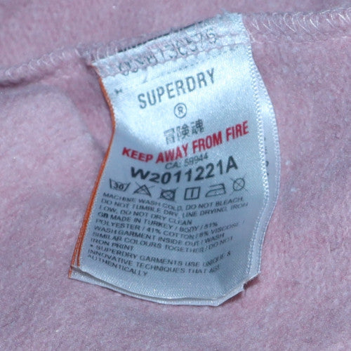 Superdry Women Pink Pullover Hoodie Cotton Blend Lined Casual M