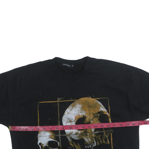 Boohoo Men’s Black Skull Print Pullover Sweatshirt M Regular Fit