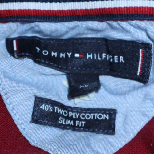 Tommy Hilfiger Men's Red Slim Fit Cotton Polo Shirt Size L