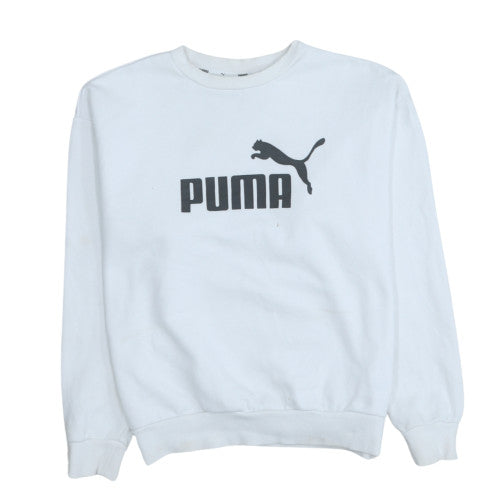 Puma Mens White Logo Pullover Sweatshirt M Regular Fit
