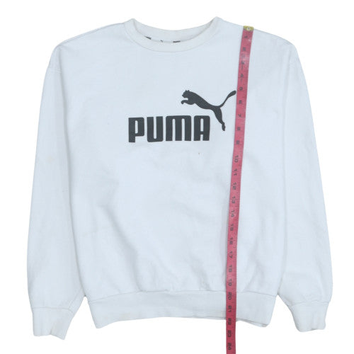 Puma Mens White Logo Pullover Sweatshirt M Regular Fit