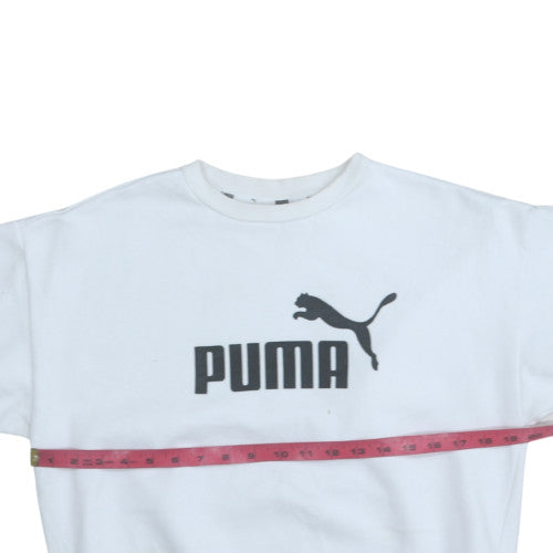 Puma Mens White Logo Pullover Sweatshirt M Regular Fit