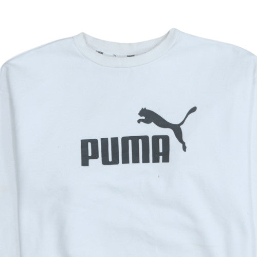 Puma Mens White Logo Pullover Sweatshirt M Regular Fit