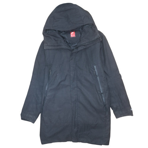 Nike Men's Black L Hooded Parka Coat Waterproof Long