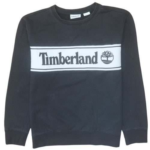Timberland Mens Black Graphic Logo Pullover Sweatshirt L