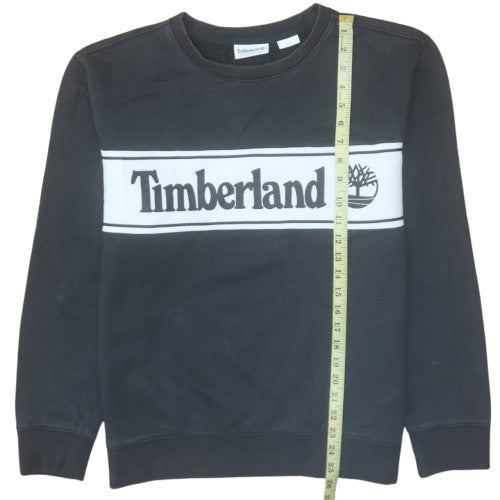 Timberland Mens Black Graphic Logo Pullover Sweatshirt L