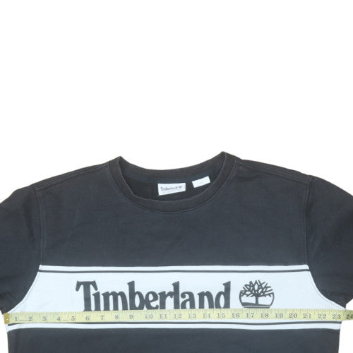 Timberland Mens Black Graphic Logo Pullover Sweatshirt L