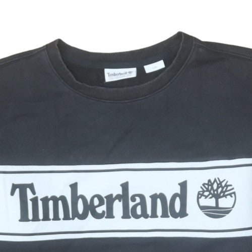 Timberland Mens Black Graphic Logo Pullover Sweatshirt L