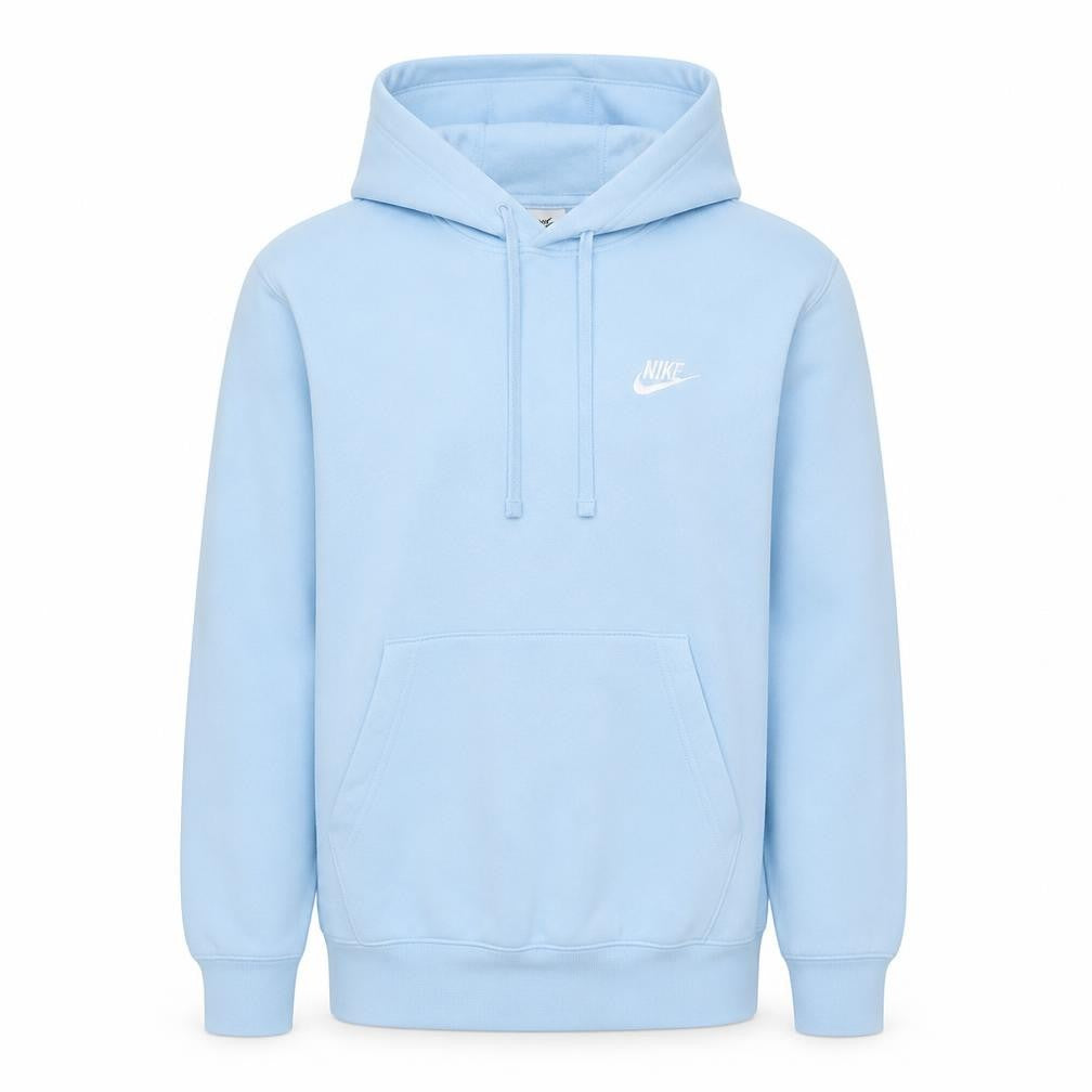 Front view of Nike Men's Blue Pullover Hoodie XS Fleece Logo Sweatshirt