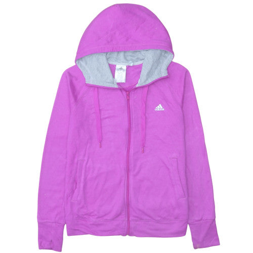 Adidas Womens Pink Full Zip Hoodie L Lightweight Casual Sportswear