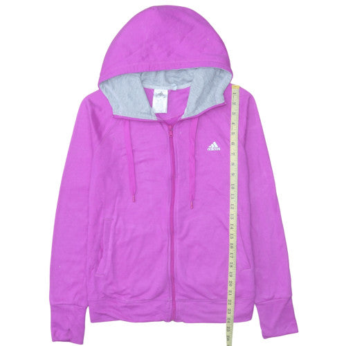 Adidas Womens Pink Full Zip Hoodie L Lightweight Casual Sportswear
