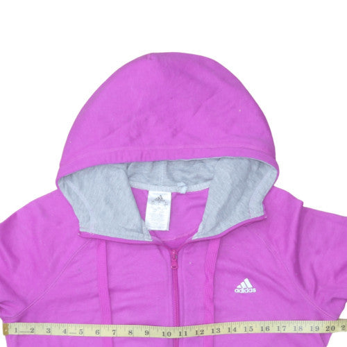 Adidas Womens Pink Full Zip Hoodie L Lightweight Casual Sportswear