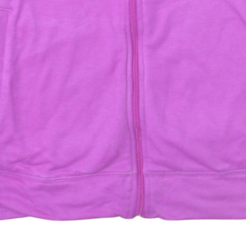 Adidas Womens Pink Full Zip Hoodie L Lightweight Casual Sportswear