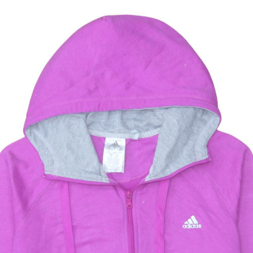 Adidas Womens Pink Full Zip Hoodie L Lightweight Casual Sportswear