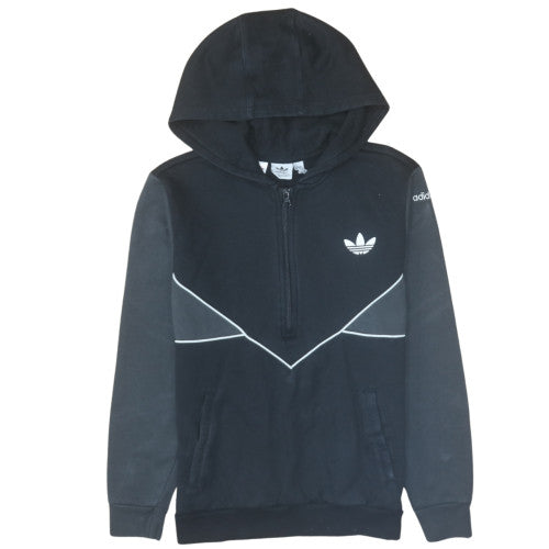 Adidas Boys Black 13-14 Years 1/2 Zip Hooded Sweatshirt with Logo