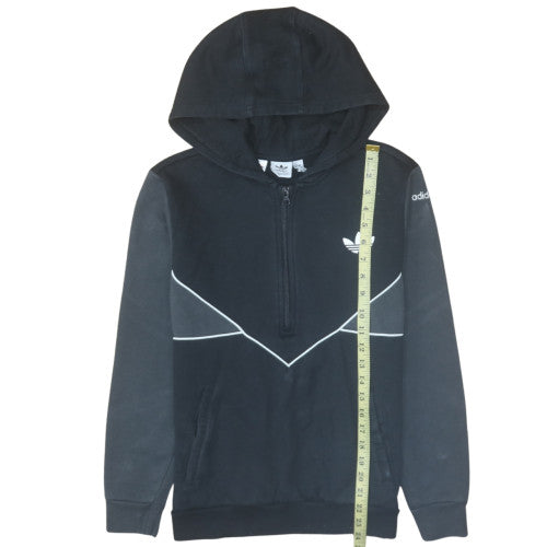 Adidas Boys Black 13-14 Years 1/2 Zip Hooded Sweatshirt with Logo