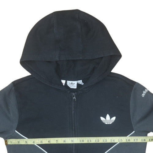 Adidas Boys Black 13-14 Years 1/2 Zip Hooded Sweatshirt with Logo