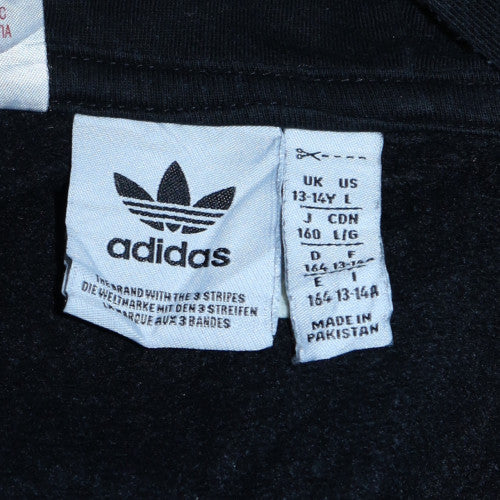 Adidas Boys Black 13-14 Years 1/2 Zip Hooded Sweatshirt with Logo