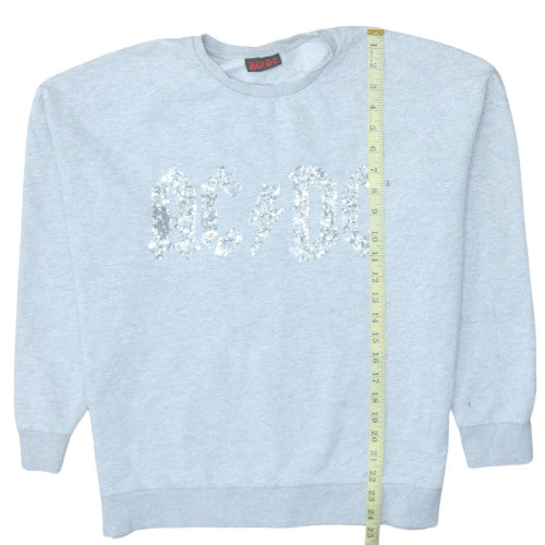 AC/DC Women's Grey Sequin Logo Pullover Sweatshirt UK 14