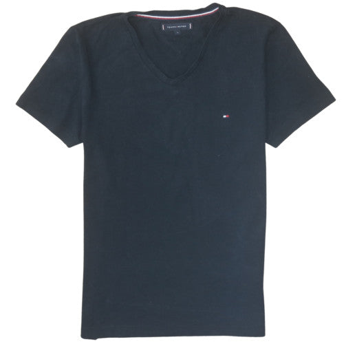 Tommy Hilfiger Men's Black V-Neck Cotton T-Shirt Size L