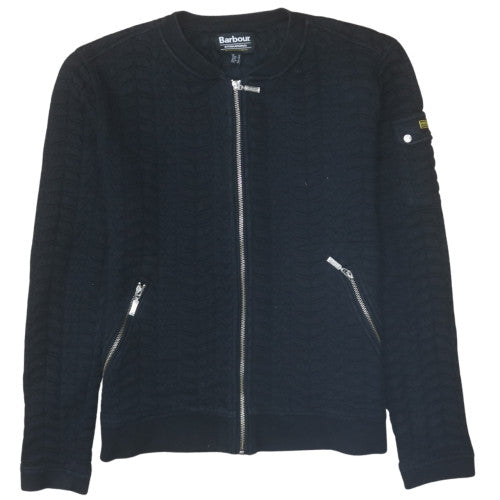 Barbour Women Black Size 12 Bomber Jacket Cotton Knit Zip