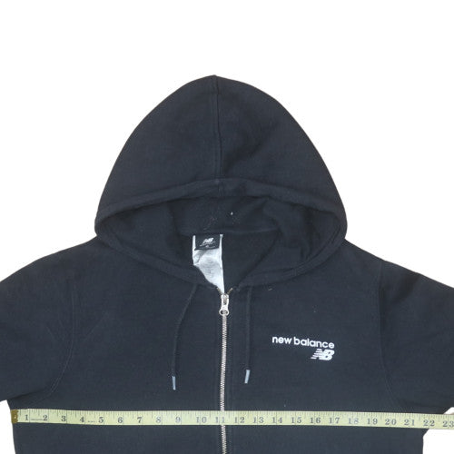 New Balance Womens Black M Full Zip Hoodie Sweatshirt Cotton Blend