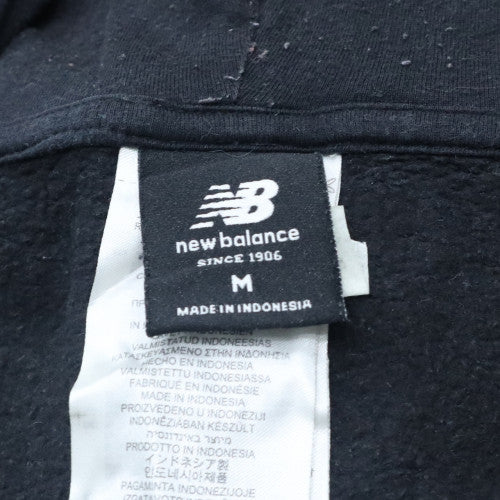 New Balance Womens Black M Full Zip Hoodie Sweatshirt Cotton Blend