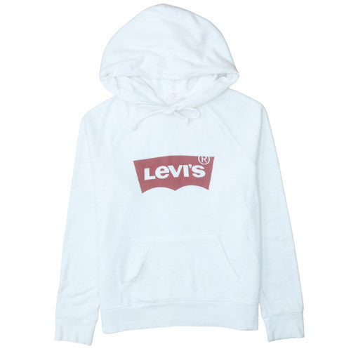 Levi's Women's White Pullover Hoodie Medium Logo Cotton Blend