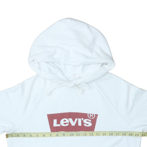 Levi's Women's White Pullover Hoodie Medium Logo Cotton Blend