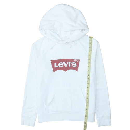 Levi's Women's White Pullover Hoodie Medium Logo Cotton Blend
