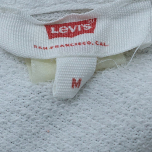 Levi's Women's White Pullover Hoodie Medium Logo Cotton Blend