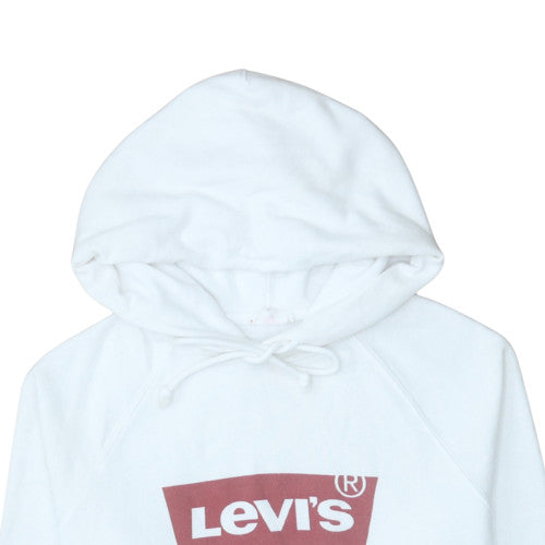 Levi's Women's White Pullover Hoodie Medium Logo Cotton Blend