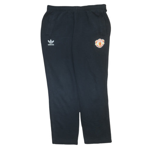 Adidas Mens Black XL Sweatpants Manchester United Logo Fleece Trousers