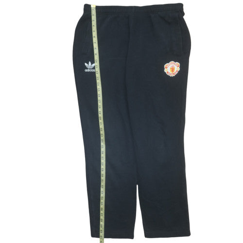 Adidas Mens Black XL Sweatpants Manchester United Logo Fleece Trousers