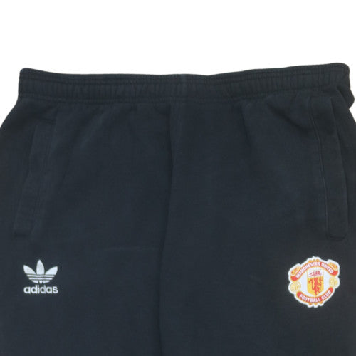 Adidas Mens Black XL Sweatpants Manchester United Logo Fleece Trousers