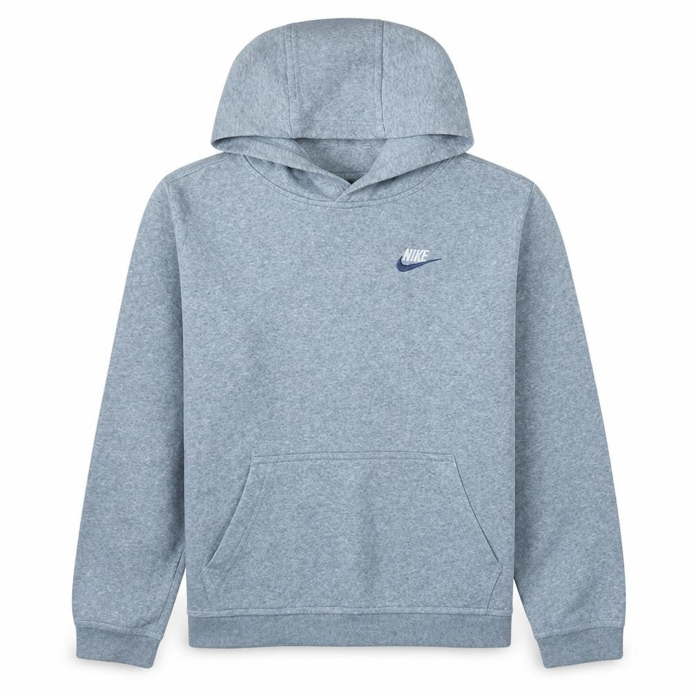 Nike Boys Grey XL Fleece Pullover Hoodie with Logo and Kangaroo Pocket