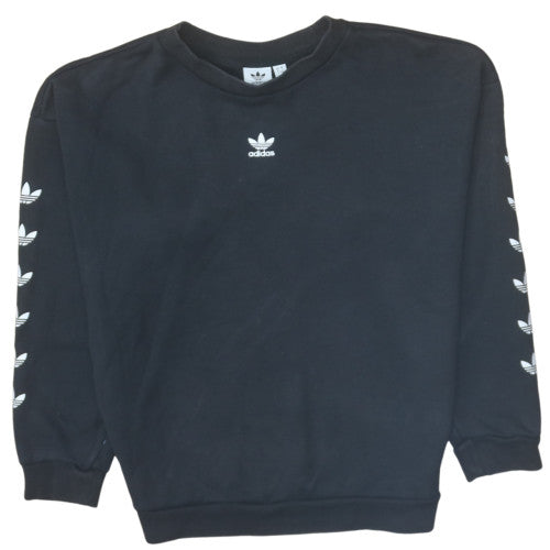 Adidas Womens Black Crew Neck Pullover Sweatshirt Size 8 Classic Logo