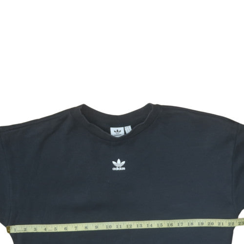 Adidas Womens Black Crew Neck Pullover Sweatshirt Size 8 Classic Logo