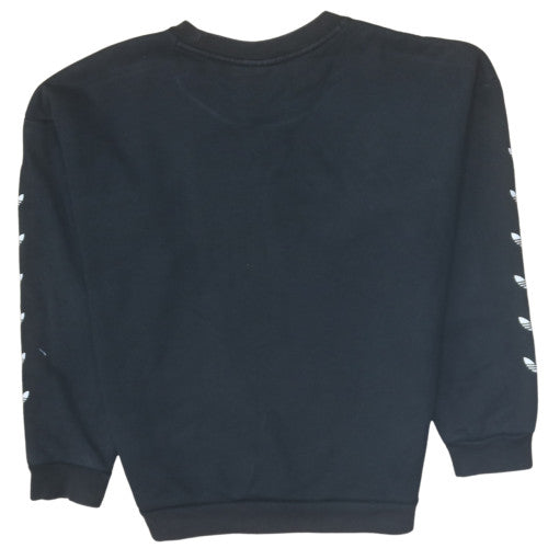 Adidas Womens Black Crew Neck Pullover Sweatshirt Size 8 Classic Logo