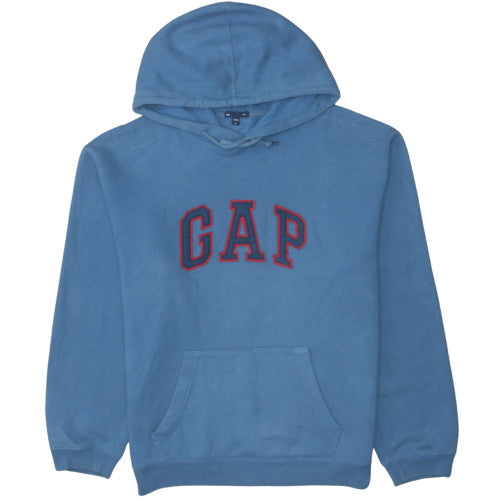 GAP Men's Blue Pullover Hoodie Medium Embroidered Logo Fleece
