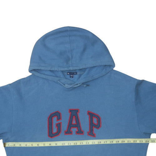 GAP Men's Blue Pullover Hoodie Medium Embroidered Logo Fleece