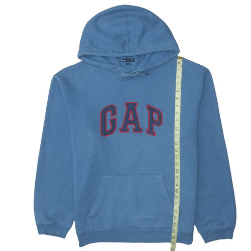 GAP Men's Blue Pullover Hoodie Medium Embroidered Logo Fleece